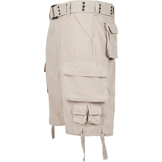Old White - Side - Build Your Brand Mens Savage Cargo Shorts