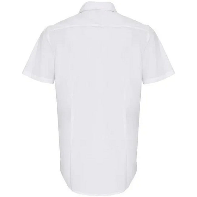 White - Back - Premier Mens Poplin Stretch Short-Sleeved Shirt
