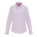 White-Pink - Front - Premier Womens-Ladies Striped Cotton Blend Shirt