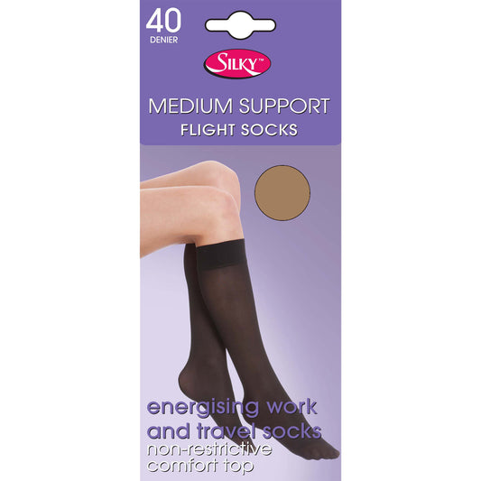 Melon - Front - Silky Womens-Ladies Support Flight Socks (1 Pair)