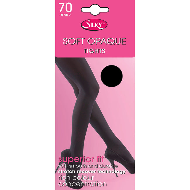 Black - Front - Silky Womens-Ladies Opaque 70 Denier Tights (1 Pair)