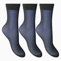 Navy - Back - Silky Womens-Ladies Smooth Knit Ankle High (3 Pairs)