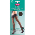 Barely Black - Front - Silky Womens-Ladies Shine Lace Top Hold Ups (1 Pair)