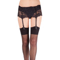 Black - Back - Silky Womens-Ladies Wide Lace Suspender Belt (1 Pair)