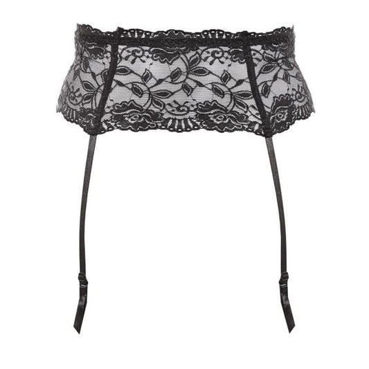 Black - Front - Silky Womens-Ladies Wide Lace Suspender Belt (1 Pair)
