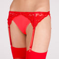 Red - Back - Silky Womens-Ladies Narrow Lace Suspender Belt (1 Pair)