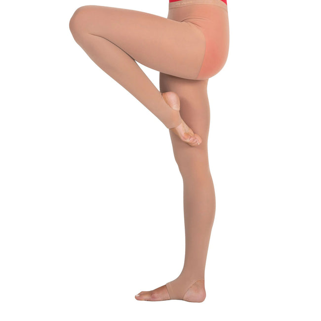 Tan - Back - Silky Girls Dance Stirrup Tights (1 Pair)