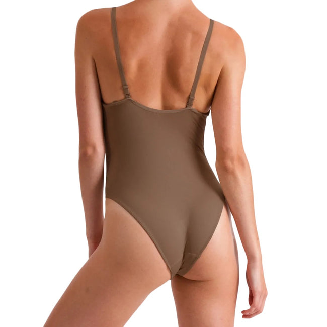 Dark Nude - Back - Silky Girls Dance Seamless Low Back Leotard (1 Garment)