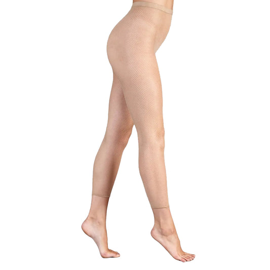 Natural - Front - Silky Dance Womens-Ladies Fishnet Footless Dance Tights