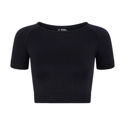 Black - Front - Silky Girls Plain Crop Top