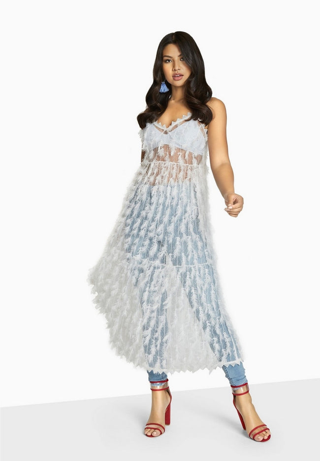 White - Back - Girls On Film Womens-Ladies Goulding Fringe Cami Dress