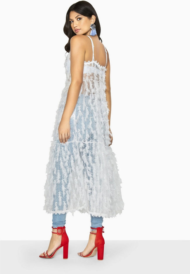White - Lifestyle - Girls On Film Womens-Ladies Goulding Fringe Cami Dress