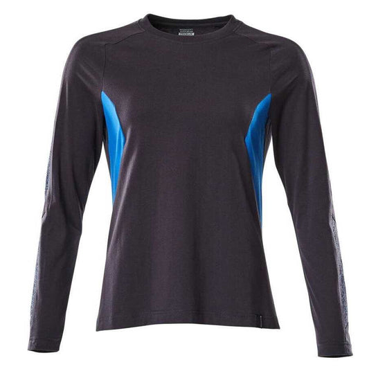 Dark Navy-Azure Blue - Front - Mascot Womens-Ladies Accelerate Long-Sleeved T-Shirt