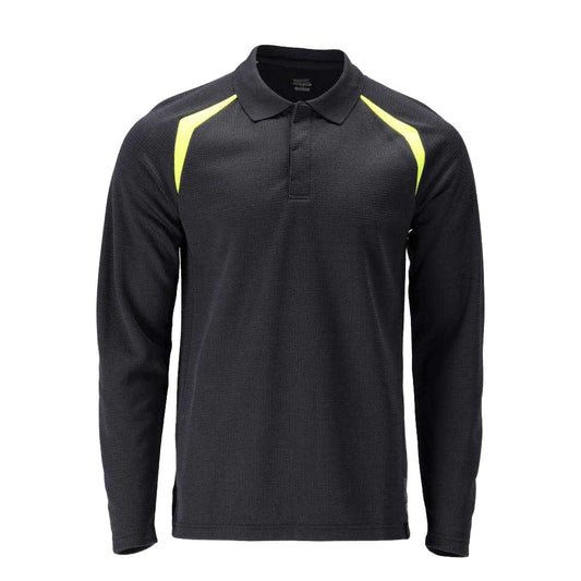 Dark Navy-Yellow - Front - Mascot Mens Accelerate Multisafe High-Vis Polo Shirt