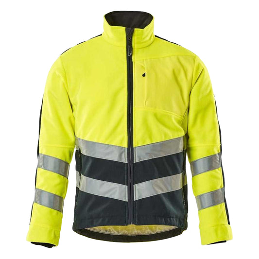 Hi Vis Yellow-Dark Navy - Front - Mascot Mens Safe Supreme High-Vis Fleece Jacket