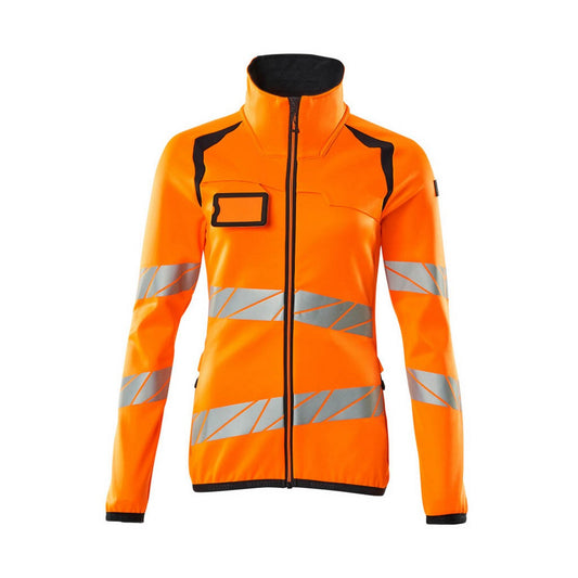 Hi Vis Orange-Dark Navy - Front - Mascot Womens-Ladies Accelerate Safe High-Vis Fleece Jacket