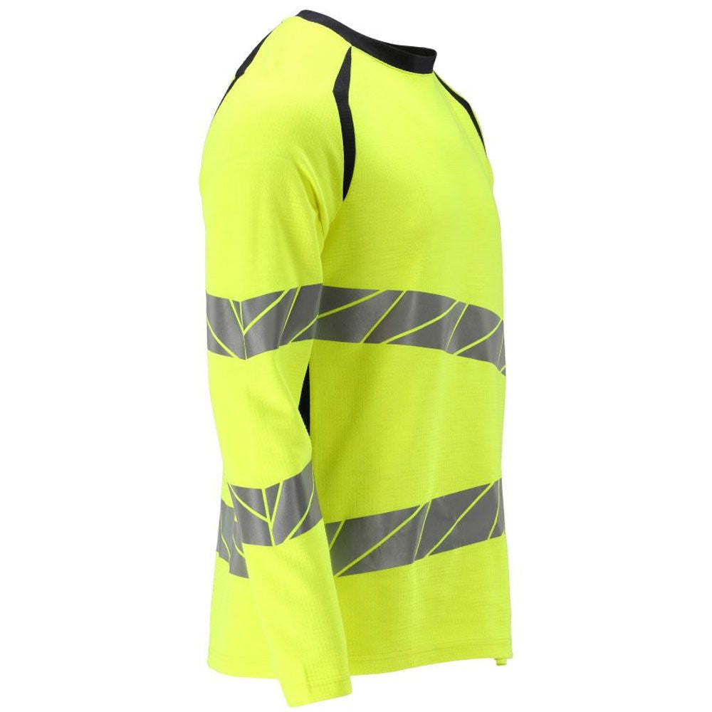 Hi Vis Yellow-Dark Navy - Lifestyle - Mascot Mens Accelerate Multisafe Hi-Vis Long-Sleeved T-Shirt