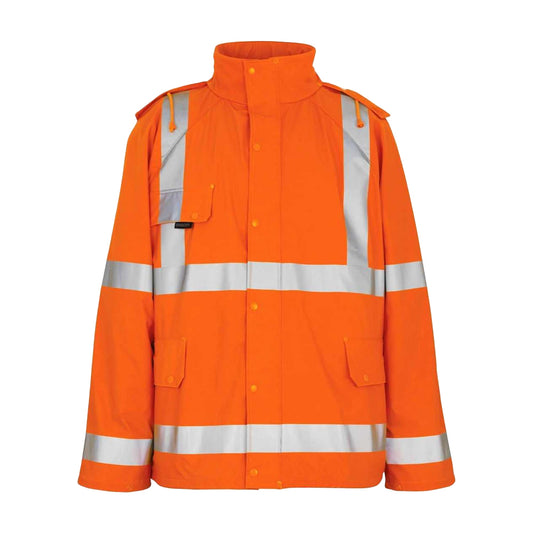 Hi Vis Orange - Front - Mascot Mens Safe Aqua Rain Jacket