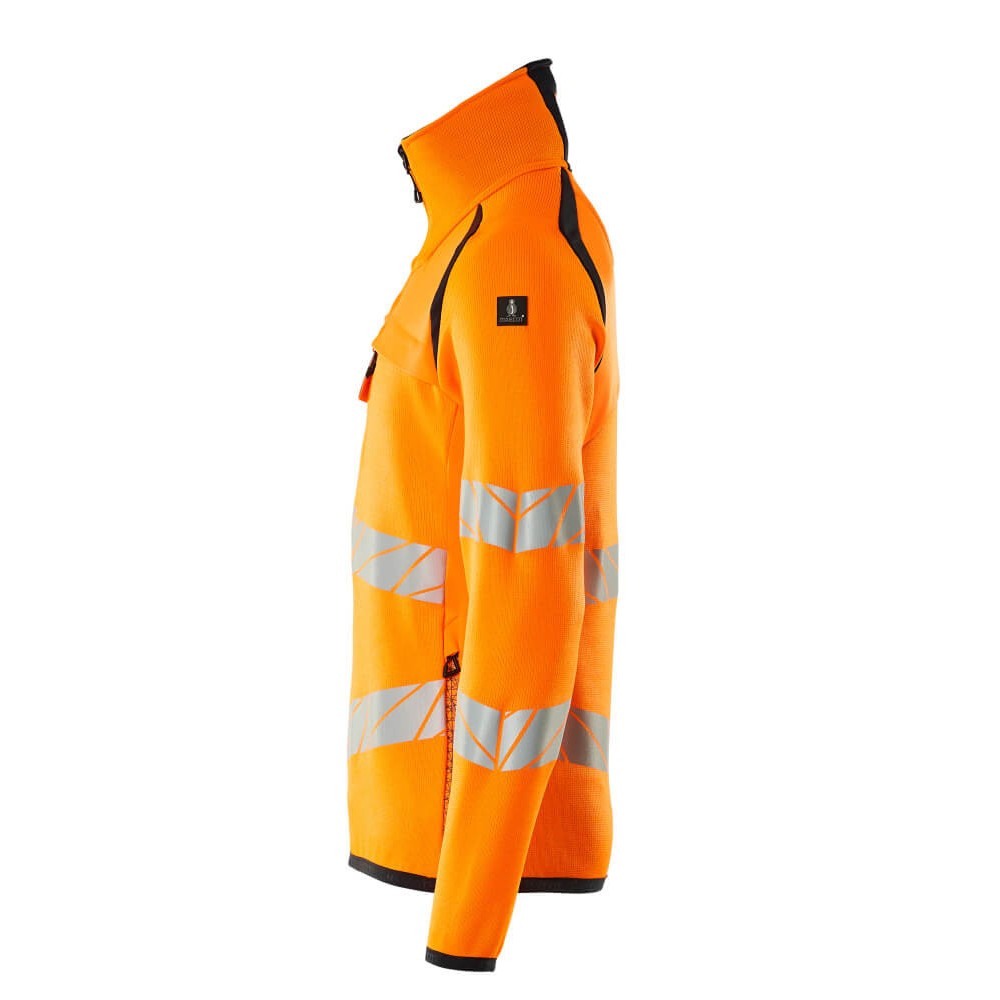 Hi Vis Orange-Dark Navy - Lifestyle - Mascot Mens Accelerate Safe Knitted Half Zip Jumper