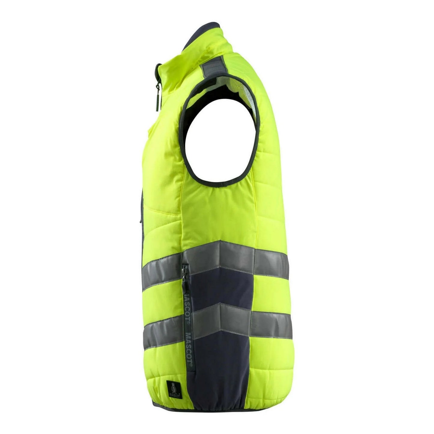 Hi Vis Yellow-Dark Navy - Side - Mascot Unisex Adult Safe Supreme Grimsby Hi-Vis Vest