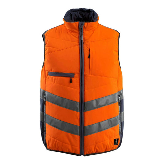 Hi Vis Orange-Dark Navy - Front - Mascot Unisex Adult Safe Supreme Grimsby Hi-Vis Vest