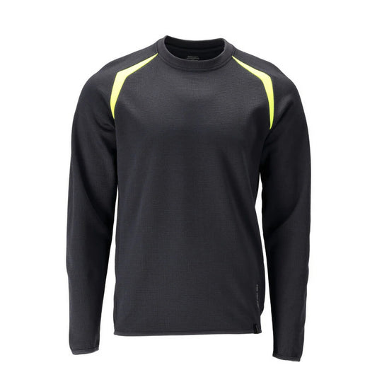 Dark Navy-Hi Vis Yellow - Front - Mascot Mens Accelerate Multisafe Crew Neck Sweatshirt