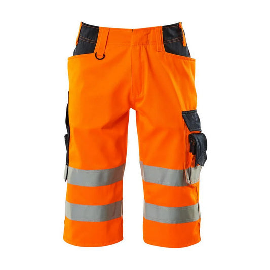 Hi Vis Orange-Dark Navy - Front - Mascot Mens Safe Supreme Luton Long Length Work Shorts