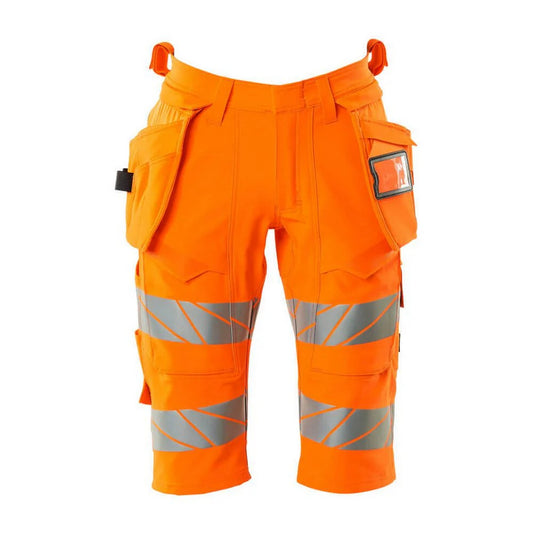 Hi Vis Orange - Front - Mascot Mens Accelerate Safe Holster Pocket Work Shorts