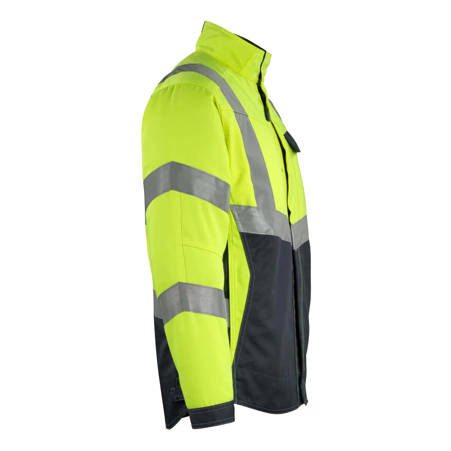 Hi Vis Yellow-Dark Navy - Side - Mascot Mens Safe Supreme Oxford Hi-Vis Jacket