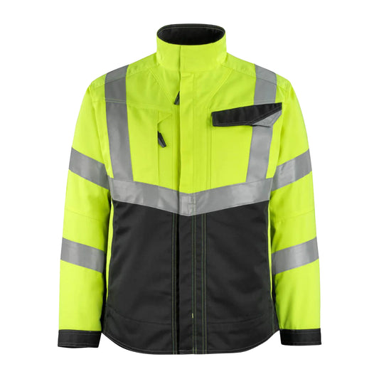 Hi Vis Yellow-Black - Front - Mascot Mens Safe Supreme Oxford Hi-Vis Jacket