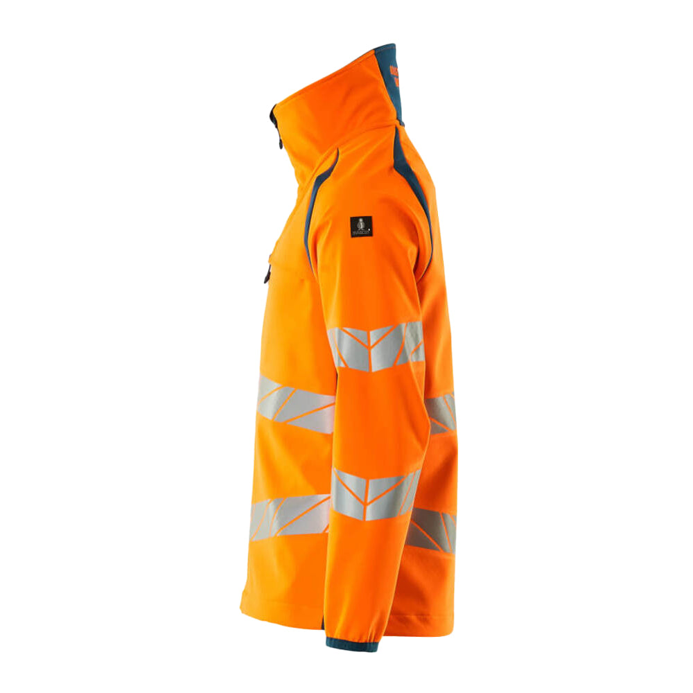 Hi Vis Orange-Dark Petroleum - Side - Mascot Mens Accelerate Safe Hi-Vis Soft Shell Jacket