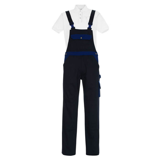 Navy-Royal Blue - Front - Mascot Mens Monza Knee Pad Pockets Bib And Brace Overall