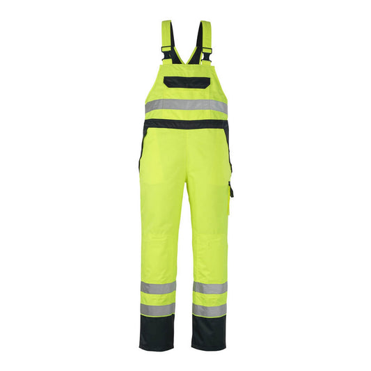 Hi Vis Yellow-Navy - Front - Mascot Mens Safe Image Mascotex Bib And Brace Trouser