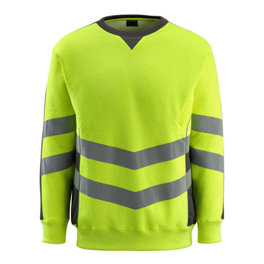 Hi Vis Yellow-Dark Anthracite - Front - Mascot Mens Safe Supreme Safety Sweatshirt