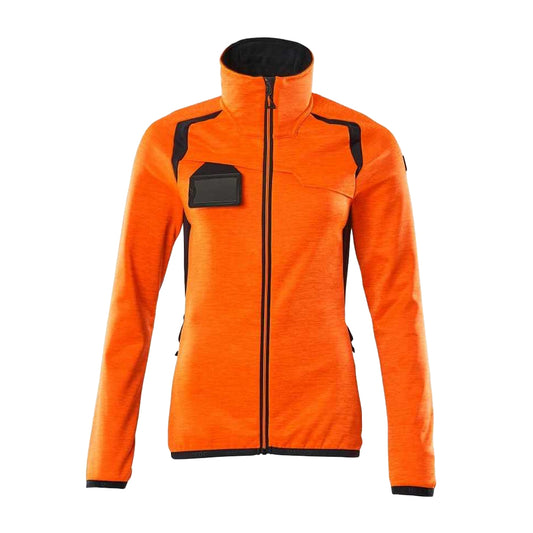 Hi Vis Orange-Dark Navy - Front - Mascot Womens-Ladies Accelerate Safe High-Vis Fleece Jacket