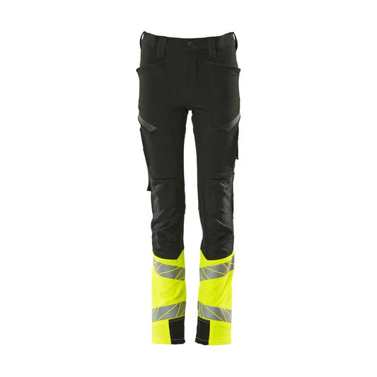 Black-Hi Vis Yellow - Front - Mascot Childrens-Kids Accelerate Safe Trousers