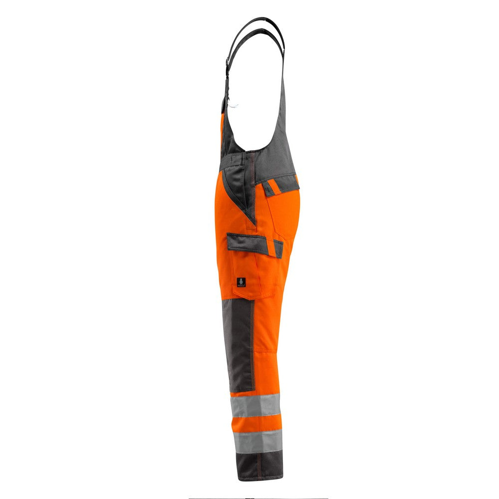 Hi Vis Orange-Dark Anthracite - Lifestyle - Mascot Mens Safe Light Knee Pad Pockets Bib And Brace Trouser