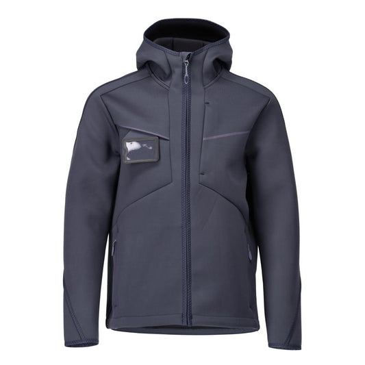 Dark Navy - Front - Mascot Mens Customised Stretch Hooded Soft Shell Jacket