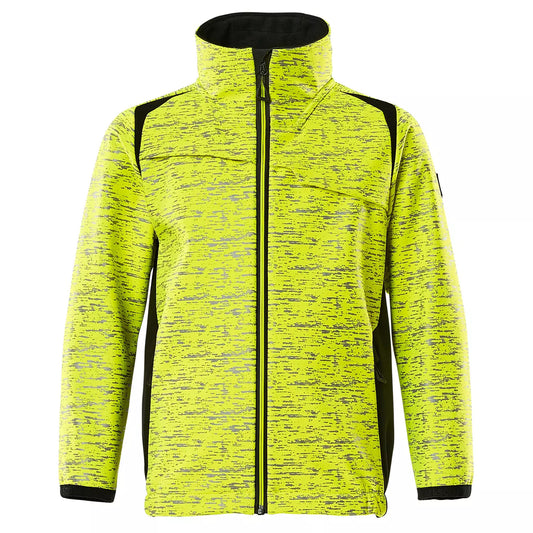 Yellow-Black - Front - Mascot Childrens-Kids Accelerate Safe High-Vis Soft Shell Jacket
