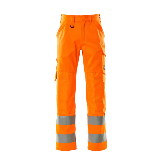 Hi Vis Orange - Front - Mascot Mens Safe Light Geraldton Knee Pad Pockets Trousers