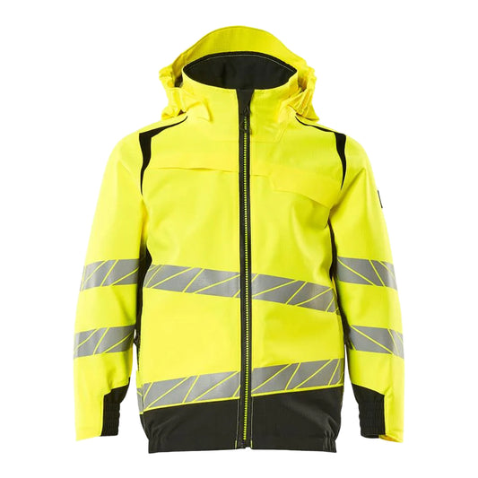 Hi Vis Yellow-Black - Front - Mascot Childrens-Kids Accelerate Safe Hi-Vis Jacket