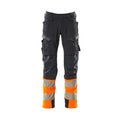 Dark Navy-Hi Vis Orange - Front - Mascot Mens Accelerate Safe Knee Pad Pockets Trousers