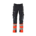 Dark Navy-Hi Vis Red - Front - Mascot Mens Accelerate Safe Knee Pad Pockets Trousers