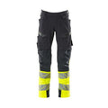 Dark Navy-Hi Vis Yellow - Front - Mascot Mens Accelerate Safe Knee Pad Pockets Trousers