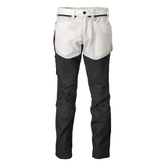 White-Stone Grey - Front - Mascot Mens Customised Knee Pad Pockets Long Work Trousers