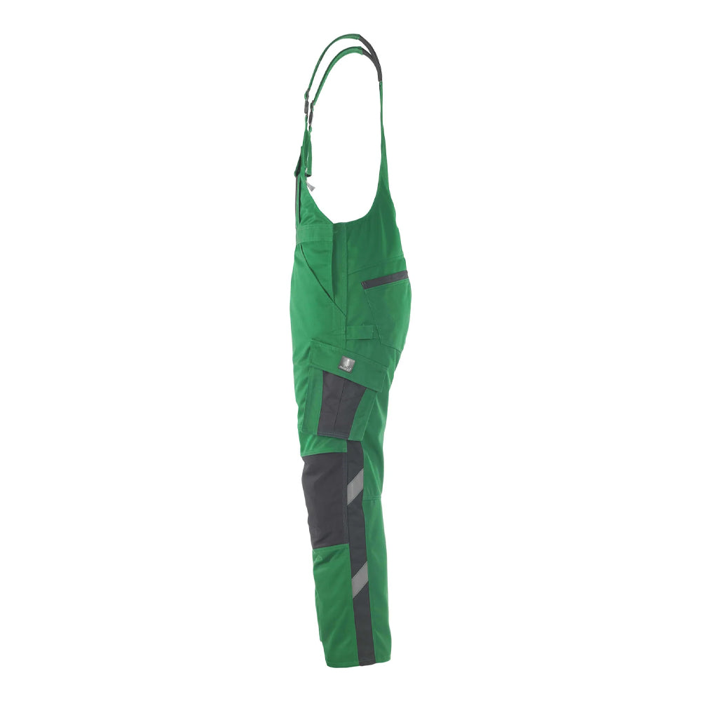 Green-Black - Side - Mascot Mens Unique Leipzig Knee Pad Pockets Work Bib And Brace Overall