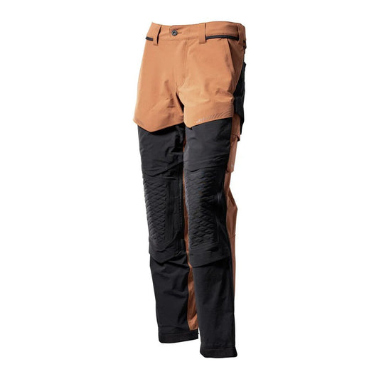 Nut Brown-Black - Front - Mascot Mens Customised Knee Pad Pockets Work Trousers