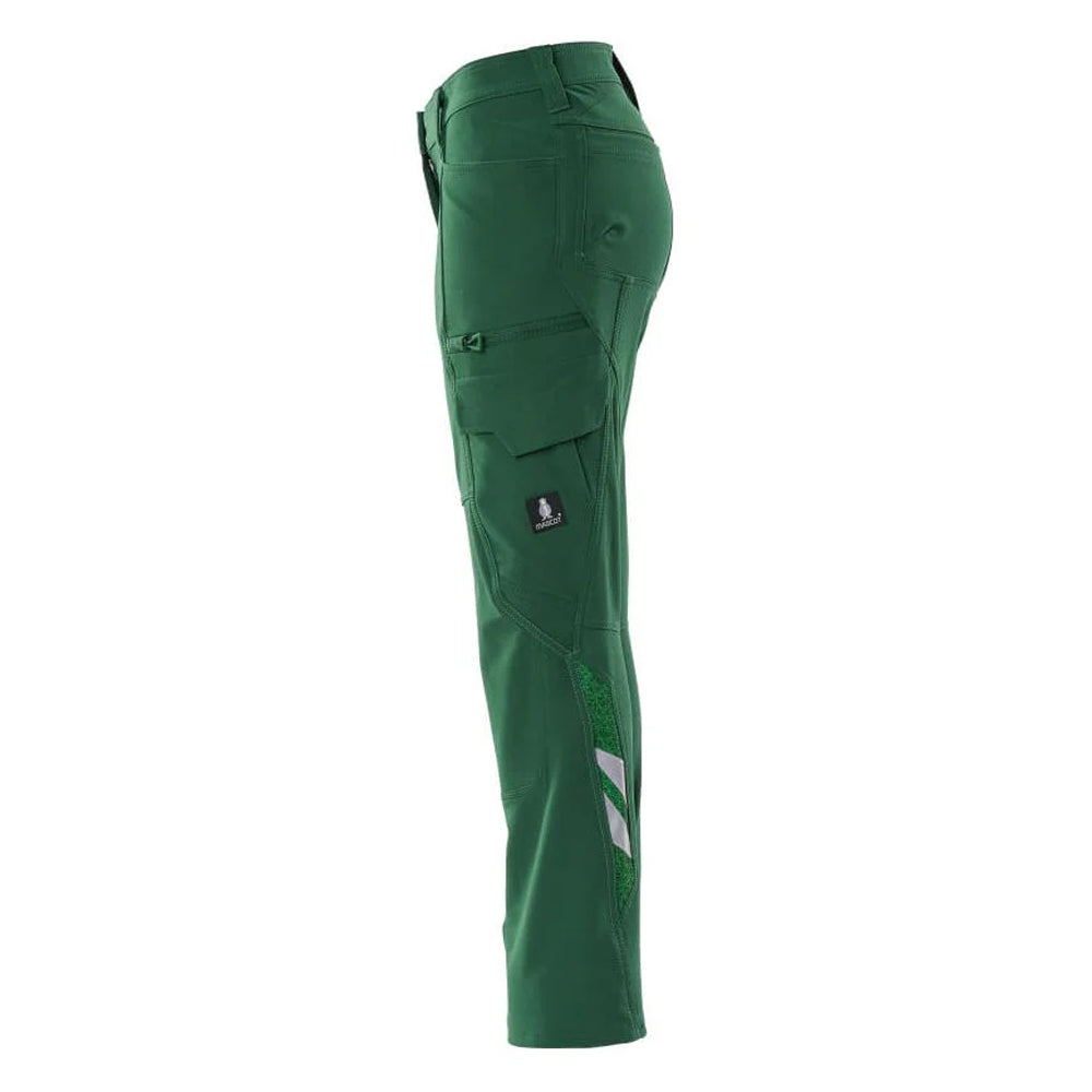Green - Side - Mascot Womens-Ladies Accelerate Cargo Pocket Fitted Trousers