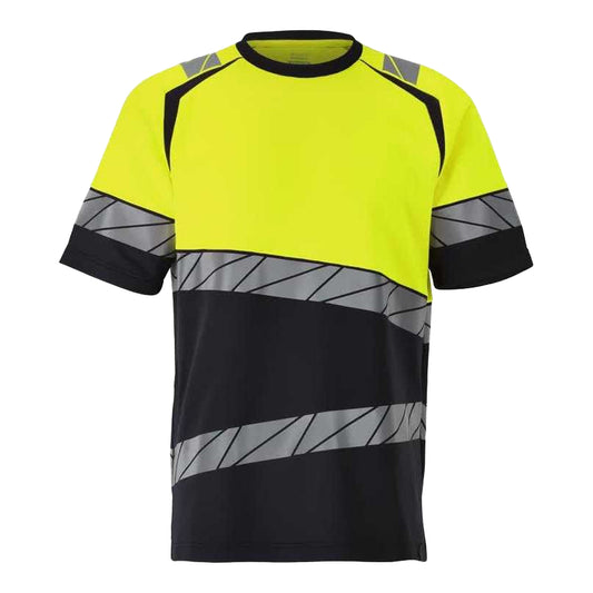 Dark Navy-Hi Vis Yellow - Front - Mascot Mens Accelerate Safe T-Shirt