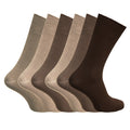 Shades of Brown - Front - Mens Bamboo Super Soft Breathable Ribbed Socks (6 Pairs)